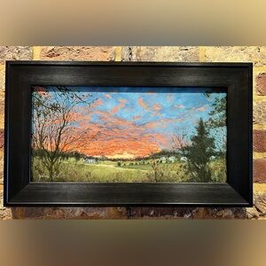 Original David June Artwork - “Stillness of Twilight” - Oil On Canvas - 10”x20”